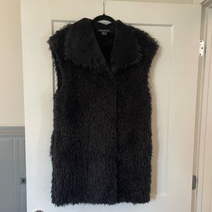 French Connection super soft oversized black shaggy winter vest